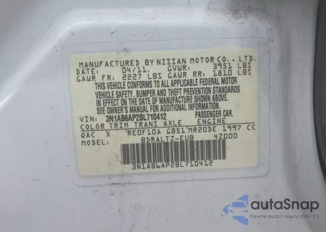 2011 Nissan Sentra 2.0Sr из США, поврежденный, VIN 3N1AB6AP2BL710412